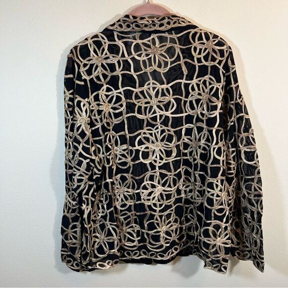 Laura Ashley Women’s Black Gold Sheer Jacket 1X - Picture 9 of 11